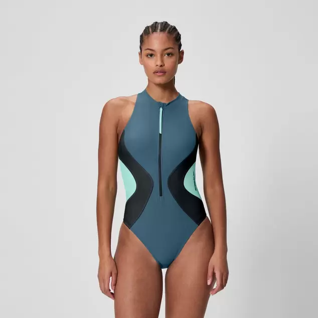 Women's Ocean Flex Zip Swimsuit Teal