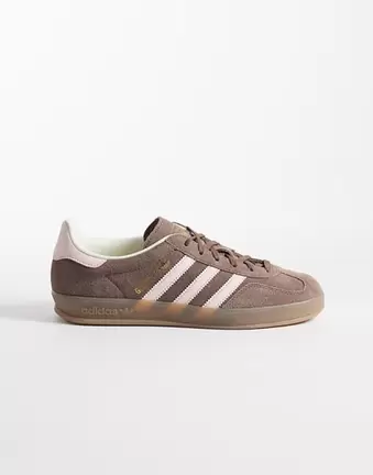 Adidas Originals Gazelle Indoor trainers in brown and pink