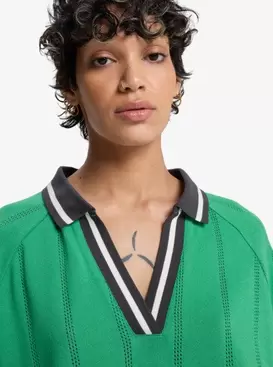 Making Waves Women Green Polo Shirt