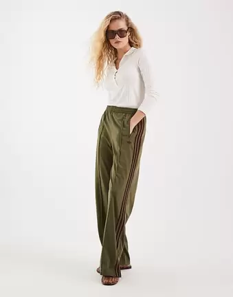 Adidas Originals Firebird loose track pants in olive green and maroon