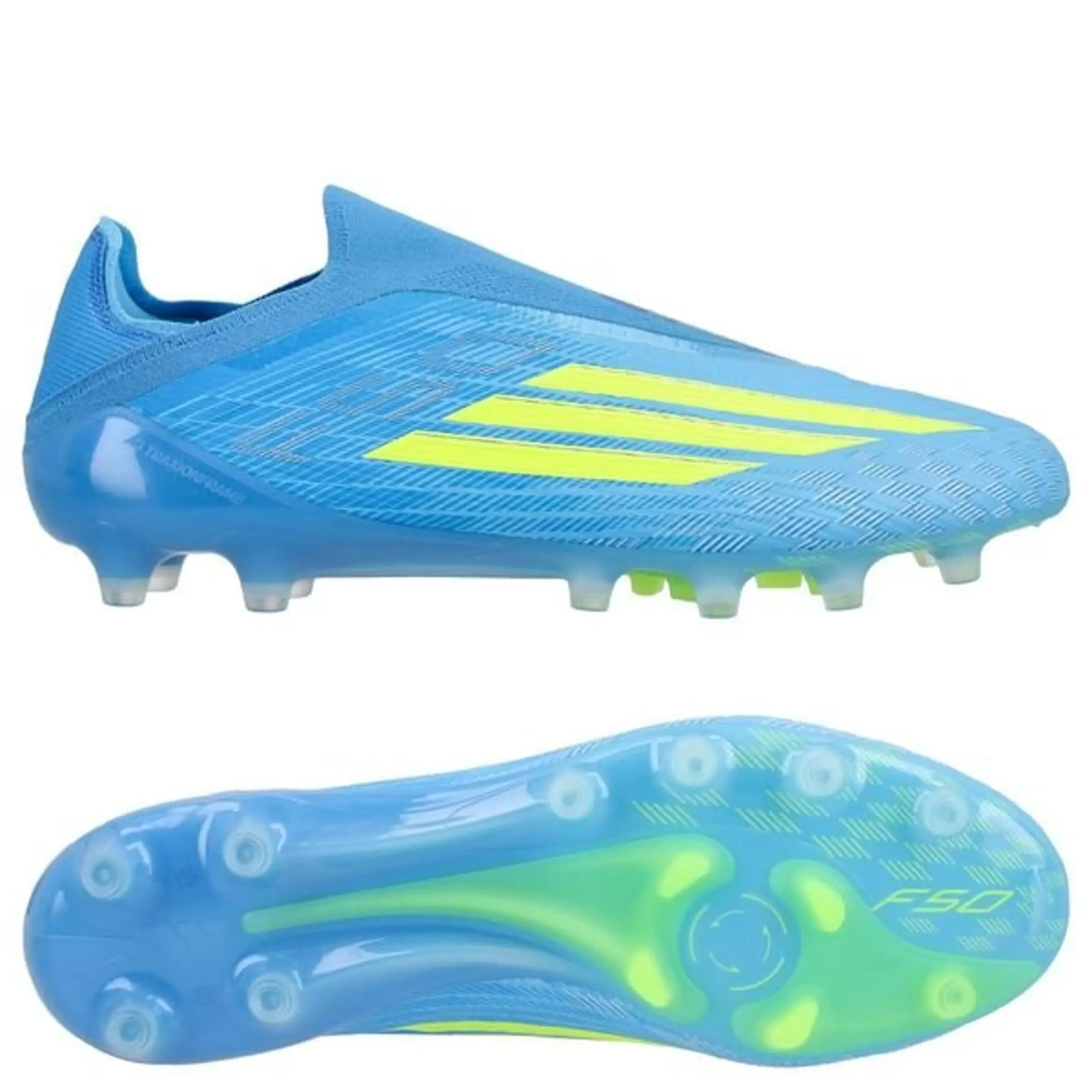 Adidas F50 Elite Laceless AG Ice Cold Precision - Lucid Ray Blue/Keltainen/Light Utility Aqua