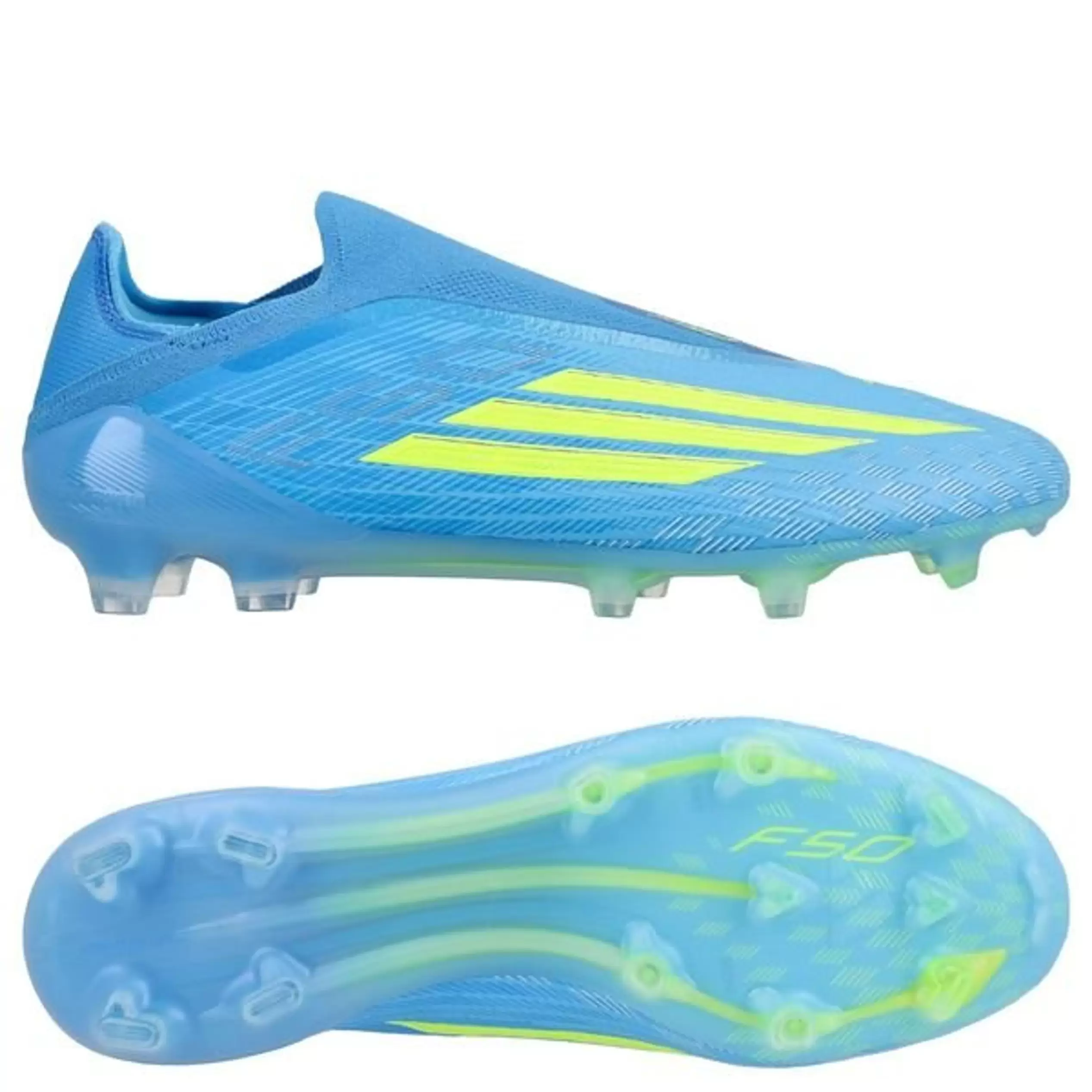 Adidas F50 Elite Laceless FG Ice Cold Precision - Lucid Ray Blue/Keltainen/Light Utility Aqua