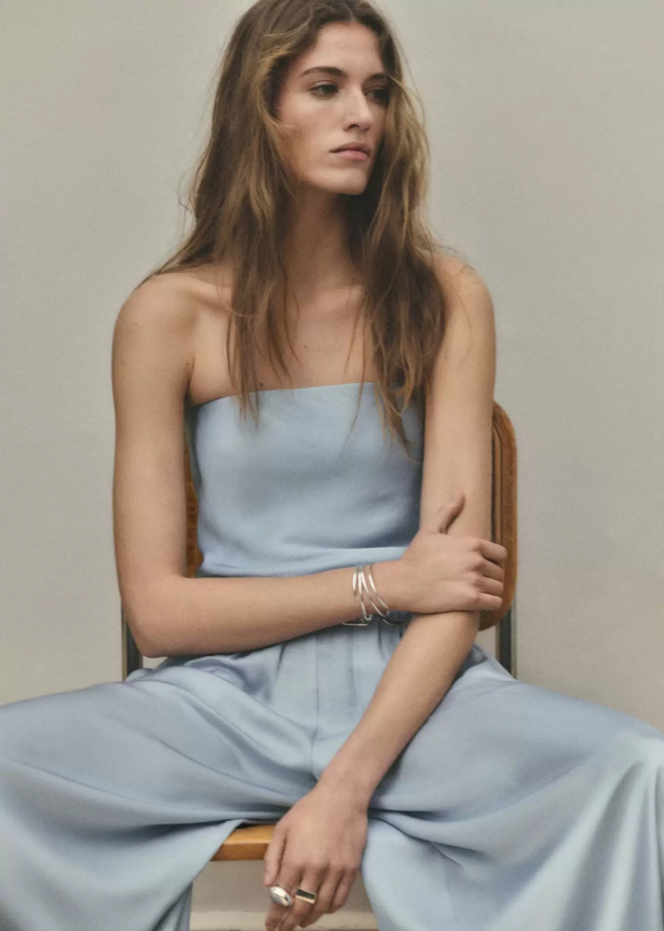 Strapless top with ruffles