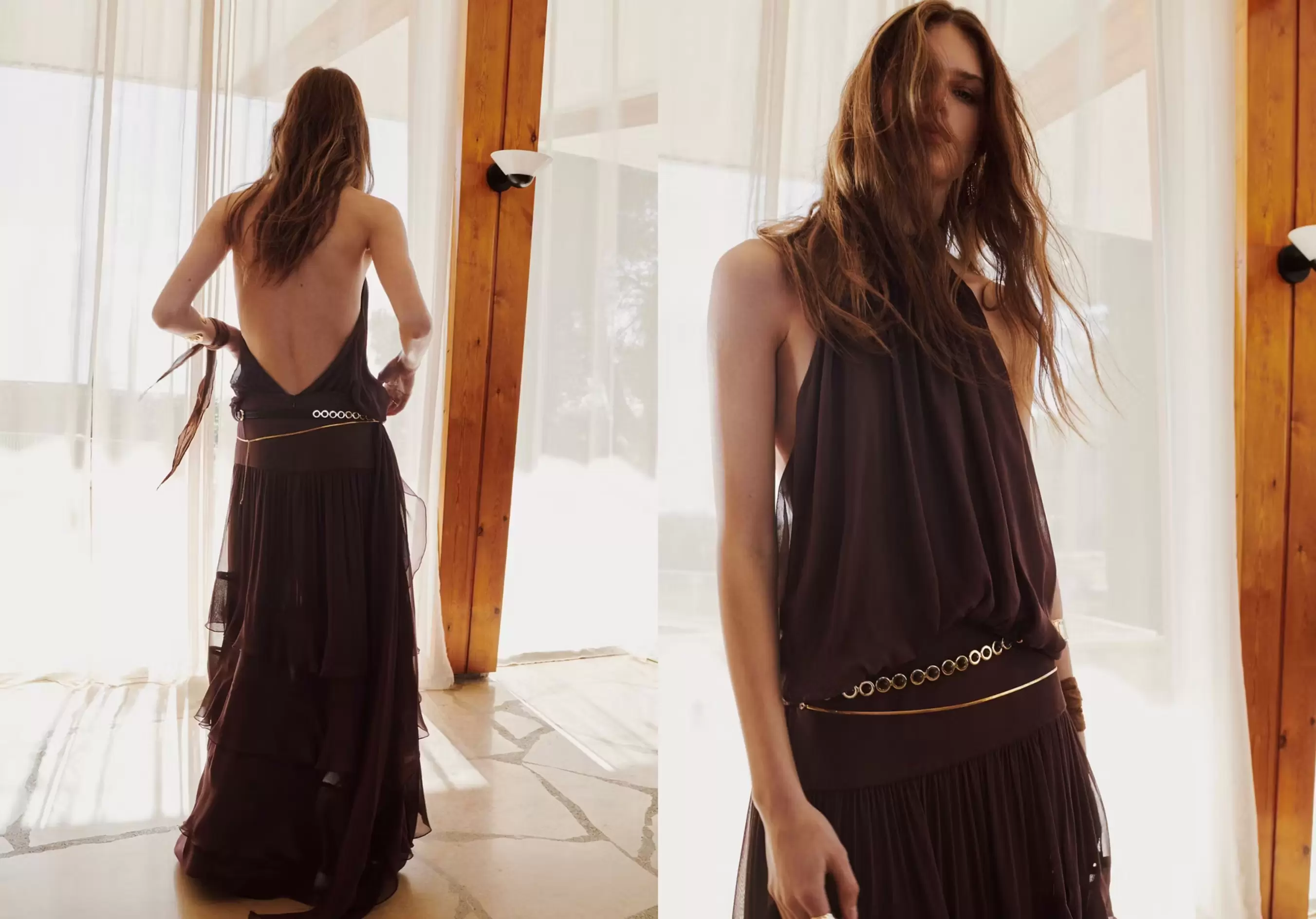 Halter dress with ruffles