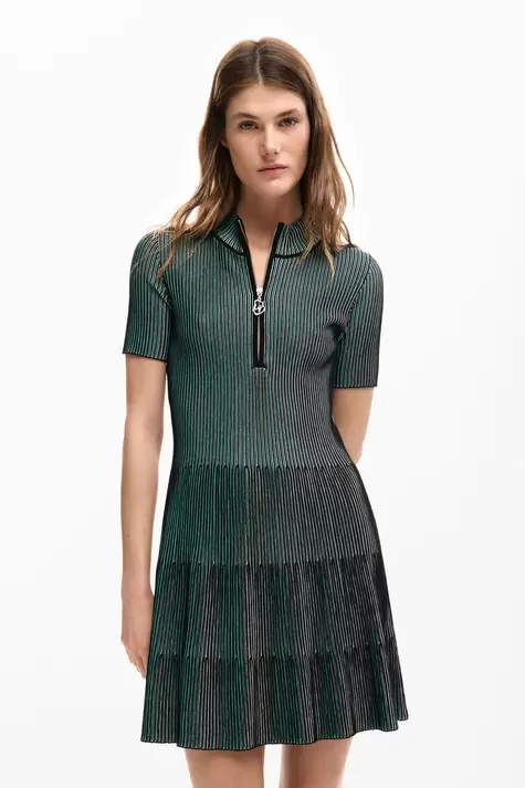 Textured zipper dress