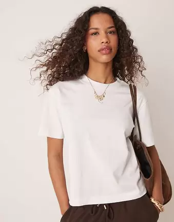 Gina Tricot short sleeve boxy t-shirt in white