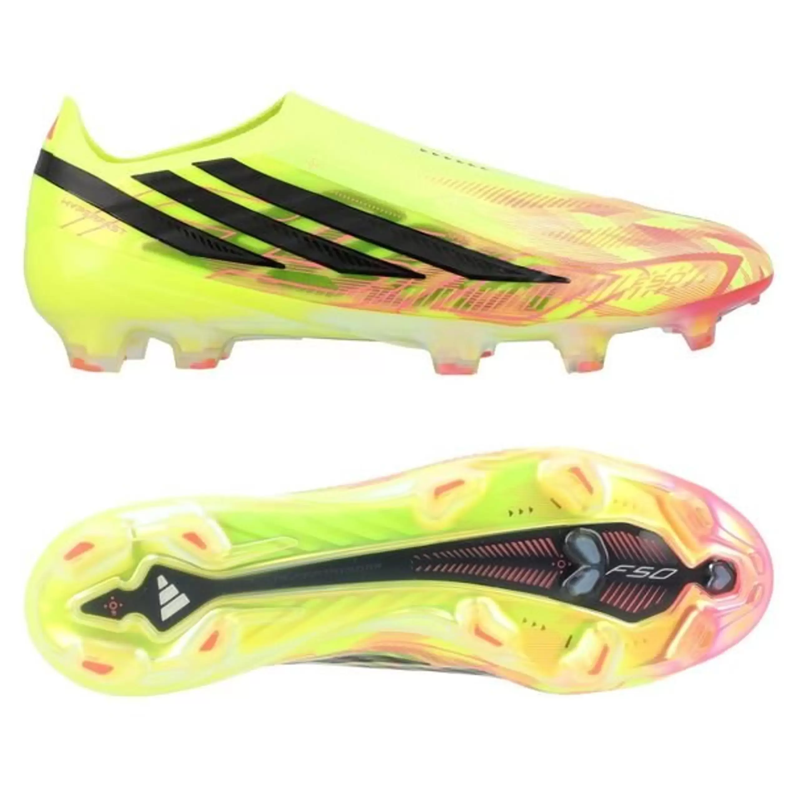 Adidas F50 Hyperfast Elite Laceless FG Too Light - Keltainen/Musta/Solar Turquoise LIMITED EDITION ENNAKKOTILAUS