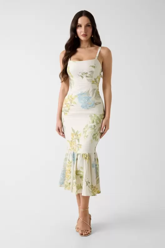 Linen-blend dress