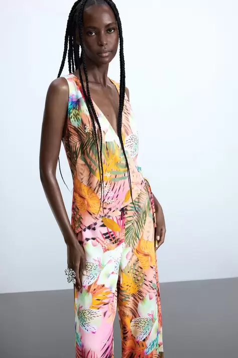 Tropical Wrap Jumpsuit