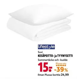 KESÄPEITTO-JA TYYNYSETTI Sommartäcke och -kudde