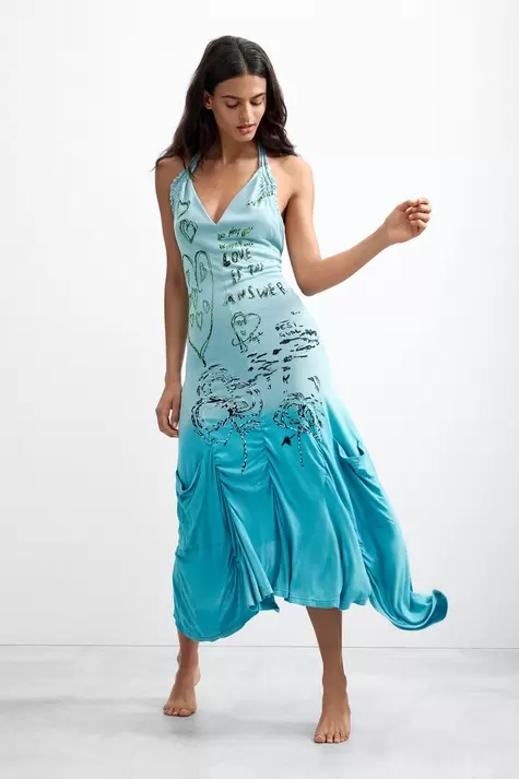 Halter dress with lettering