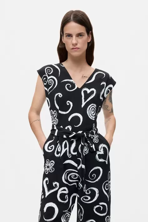 Printed Letter Jumpsuit