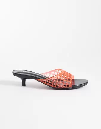 Public Desire kitten heel jelly sandals in red