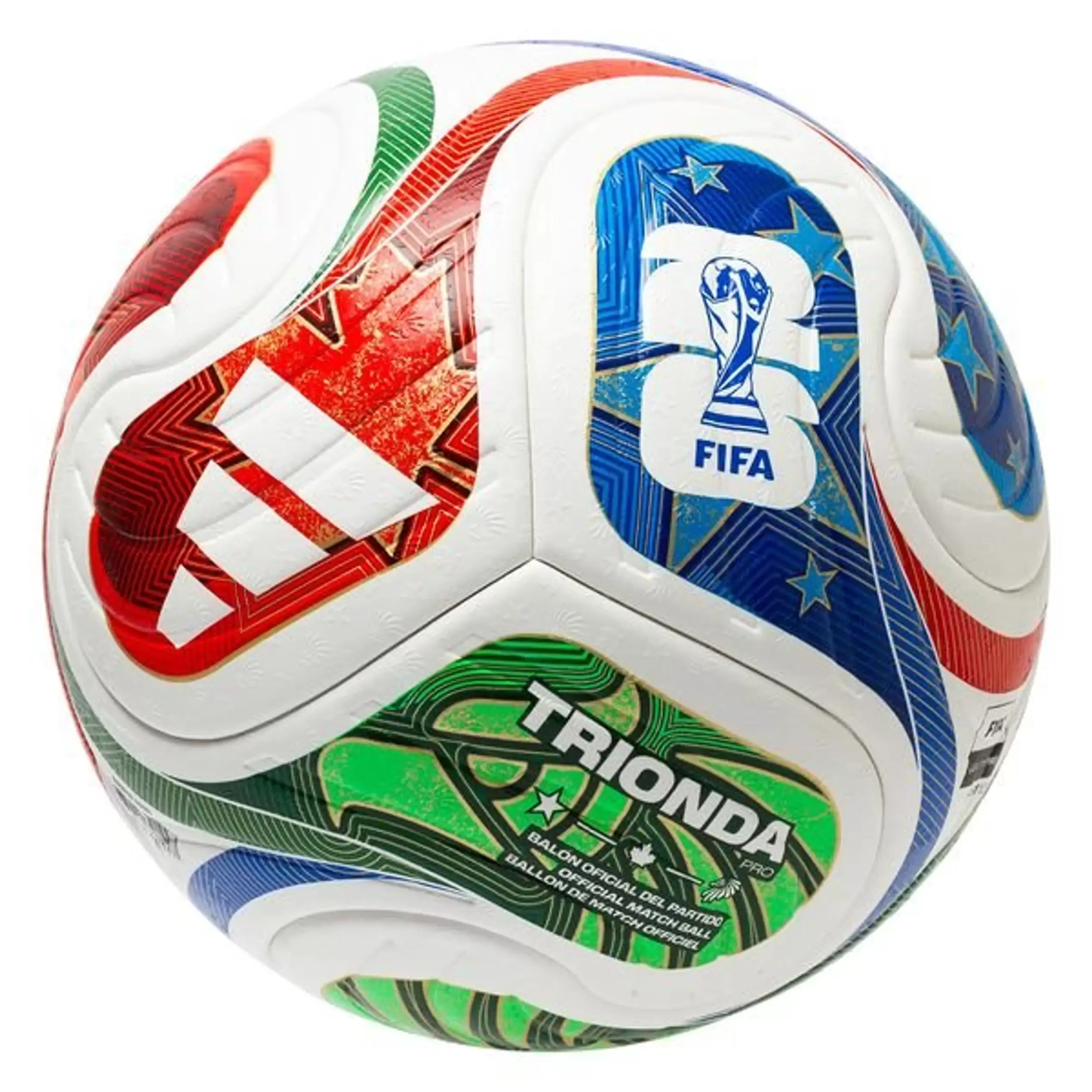 Adidas Jalkapallo Trionda Pro World Cup 2026 Ottelupallo - Valkoinen/Sininen/Punainen/Vihreä