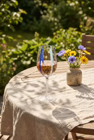 Wine glass with blue stripes - 450 ml