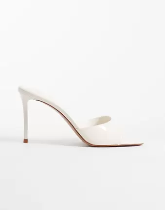 Mango faux leather heeled mule in white