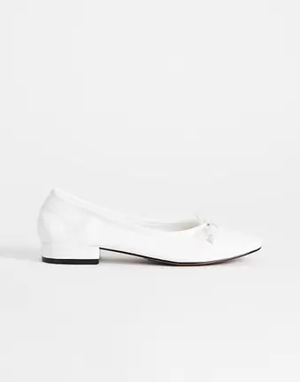 Topshop Dottie block heel ballet shoe in white