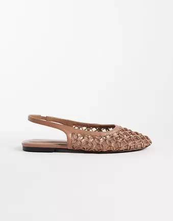 ASOS DESIGN Lure weave detail slingback ballets in taupe