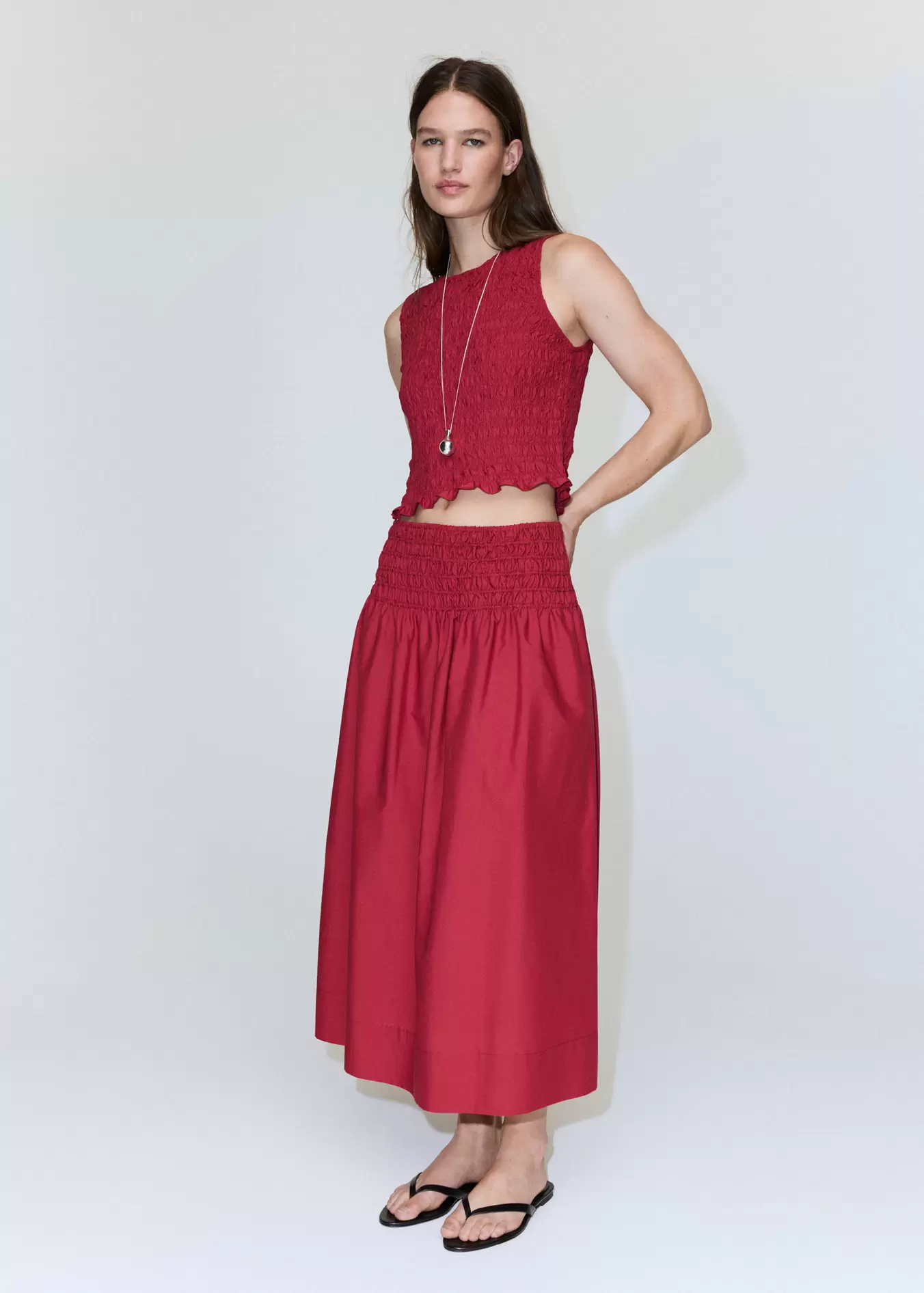 Lyocell smocked skirt