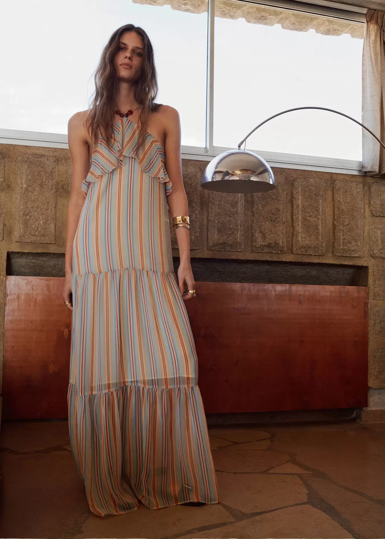 Ruffled striped dress