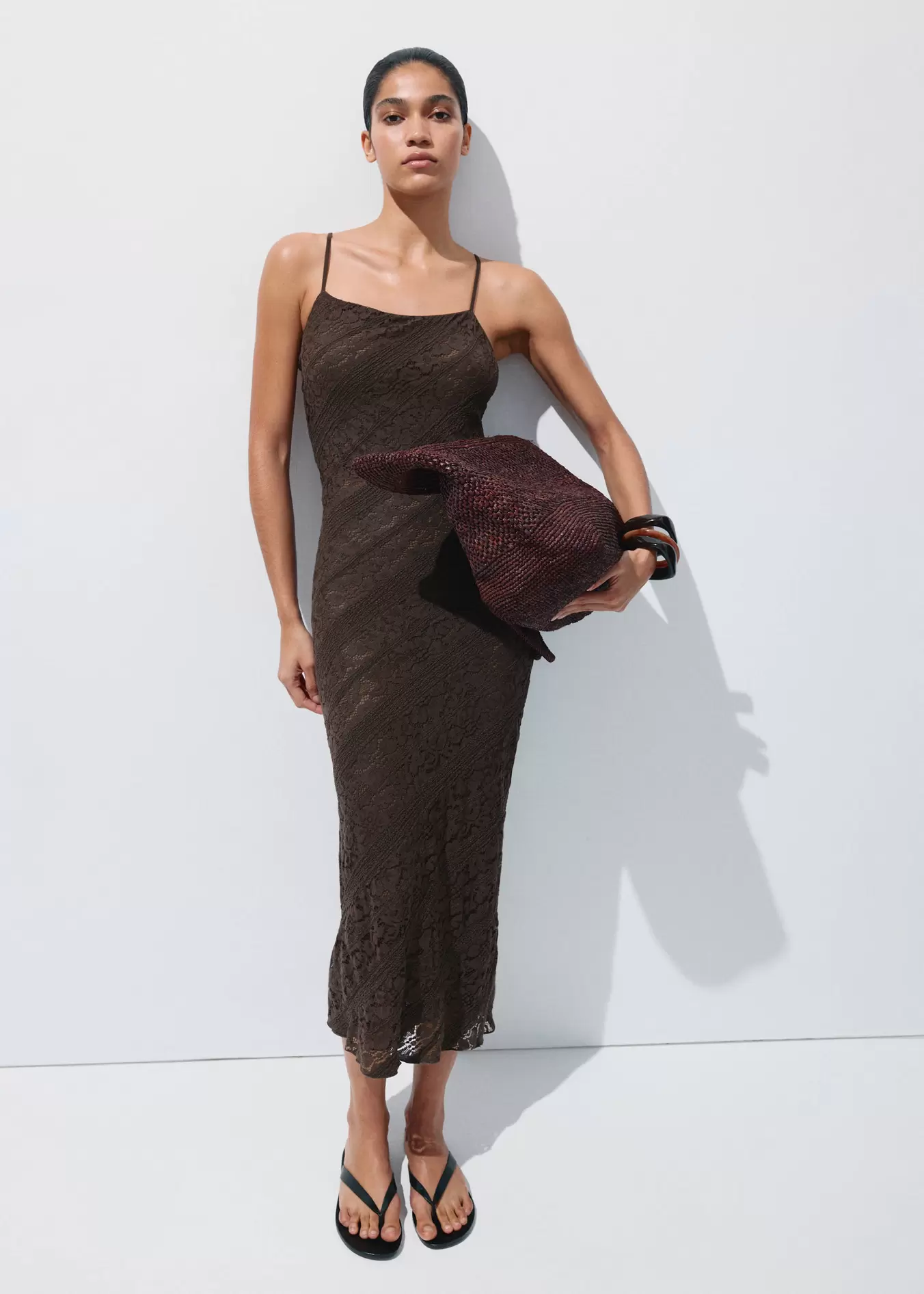 Semi-transparent lace long dress
