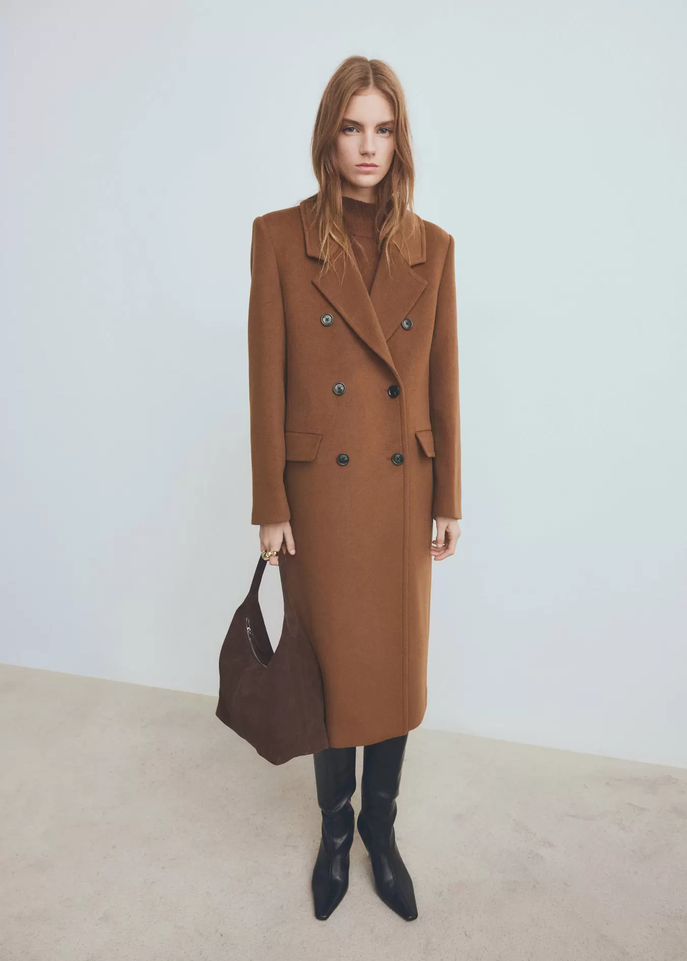 Double-breasted wool coat