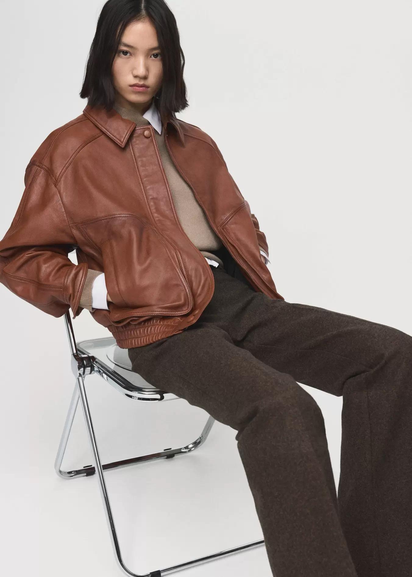 Oversized leather jacket
