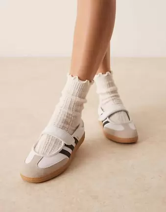 Adidas Originals Samba mary jane flats in white and black