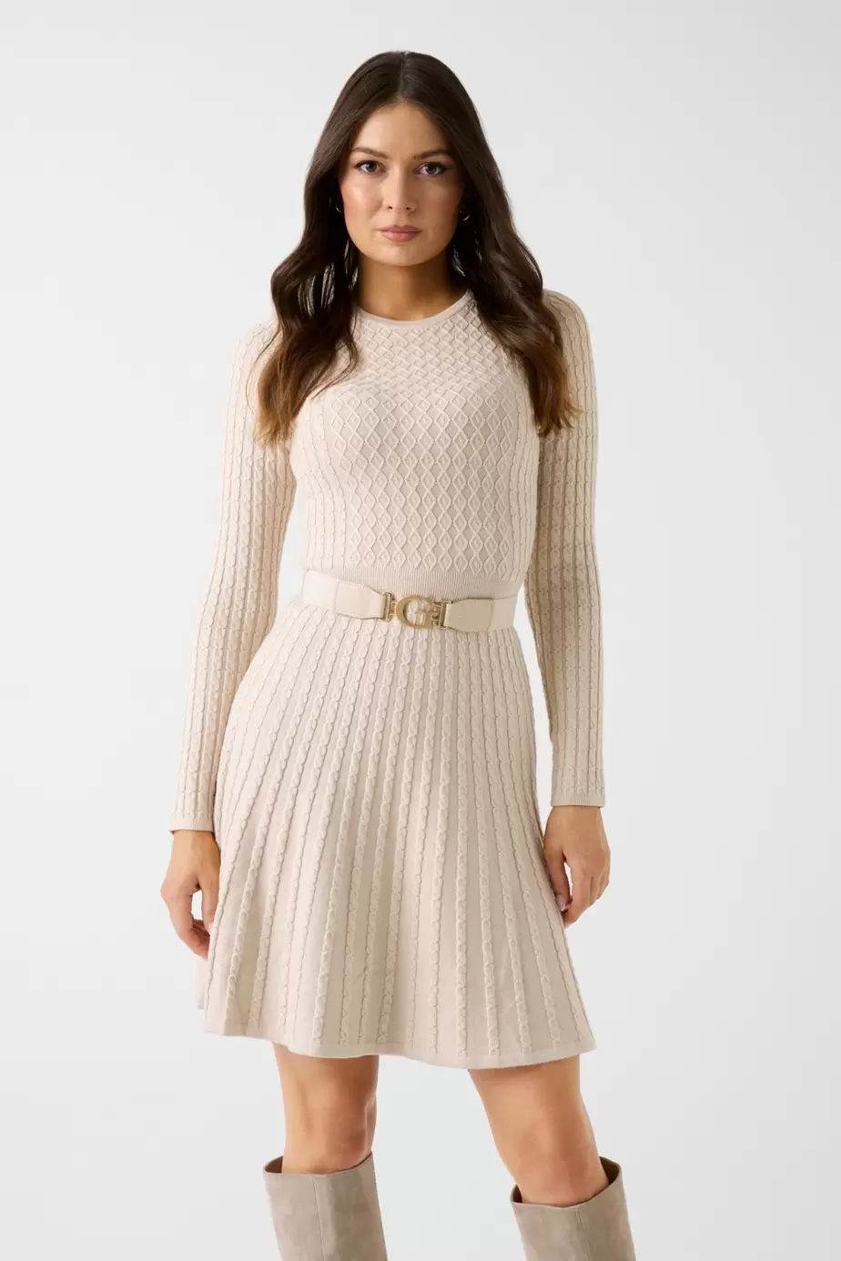 Cable-knit sweater dress