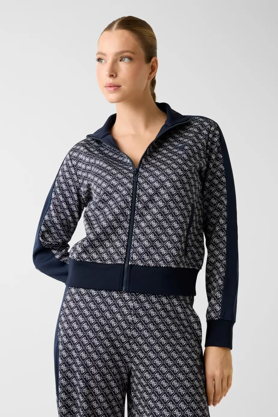Printed logo full-zip sweater