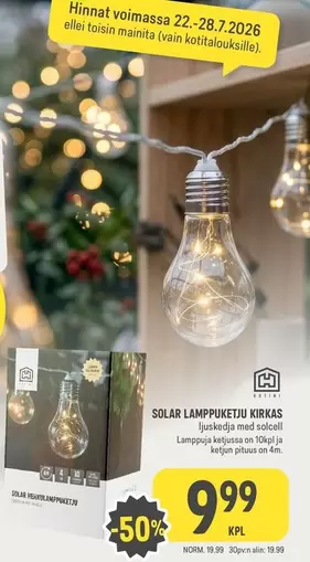 SOLAR LAMPIKETJU KIRKAS
