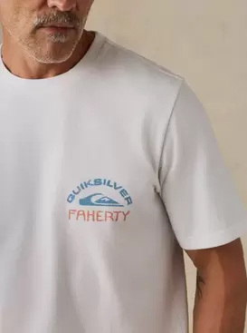 Faherty x Quiksilver Men White Distressed T-shirt