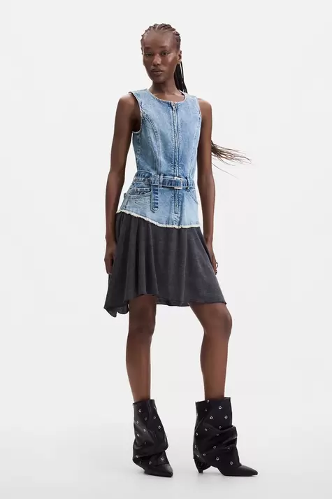 Sleeveless denim dress 100% cotton