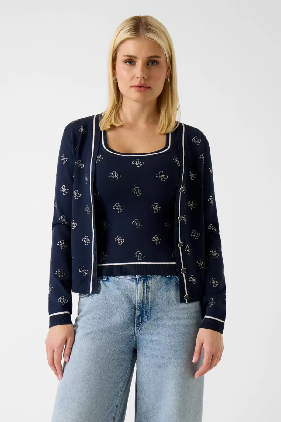 4G logo rhinestones cardigan