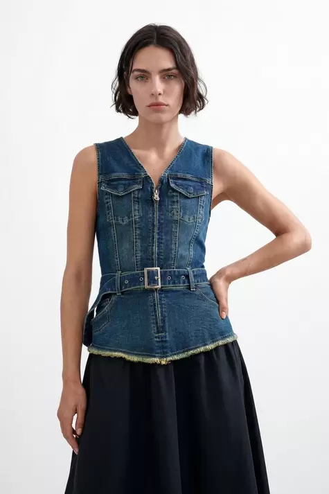 Sleeveless denim dress