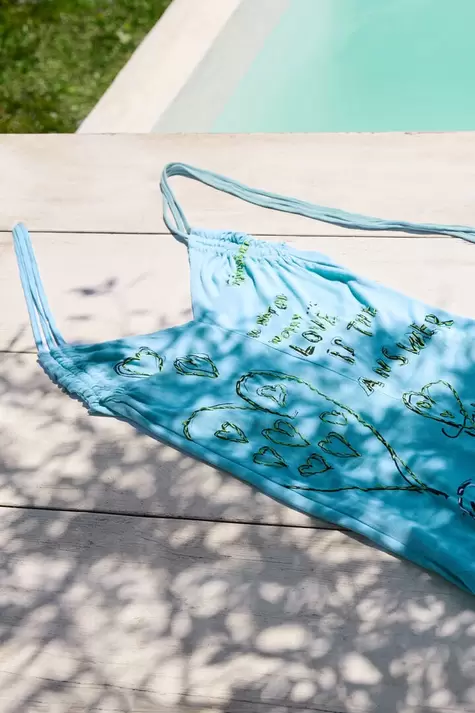 Vintage halter dress with lettering