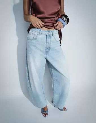 ASOS DESIGN Circular Design Collection slim barrel jeans in light midwash