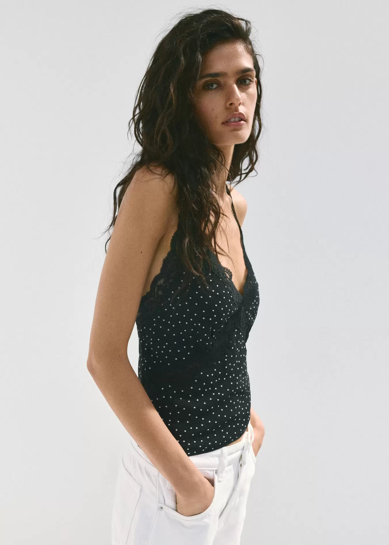 Polka-dot crop top