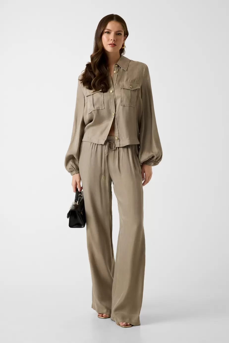 Twill flare-leg joggers