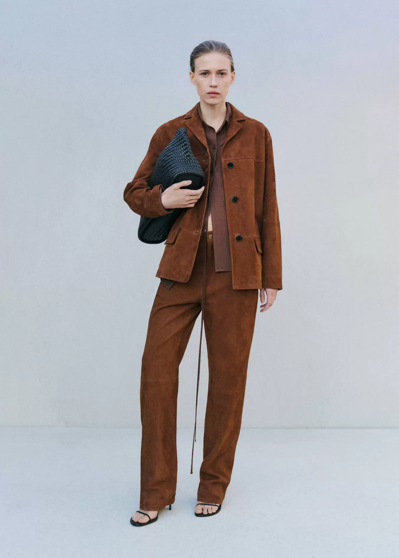 Straight blazer with front stitching