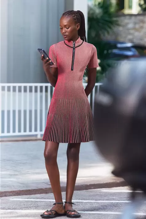 Short iridescent knit dress