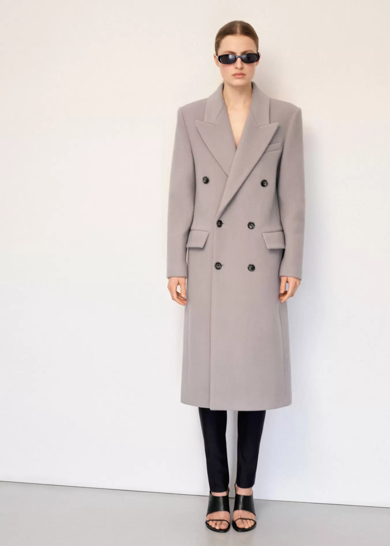 Double-breasted wool coat
