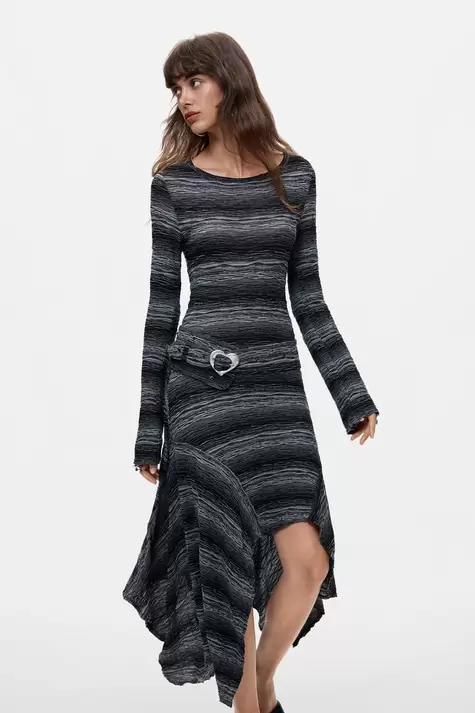 Asymmetric knit midi dress