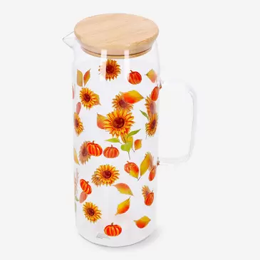 Glass jug with sunflower print - 1,15 L