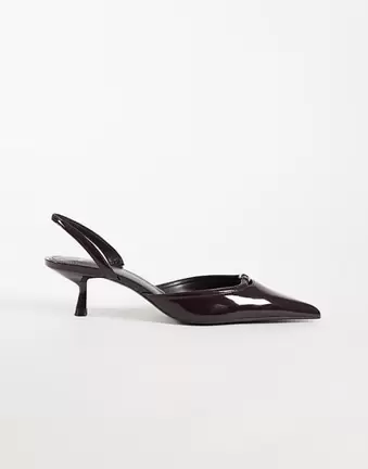 Mango buckle detail heeled slingback in burgundy