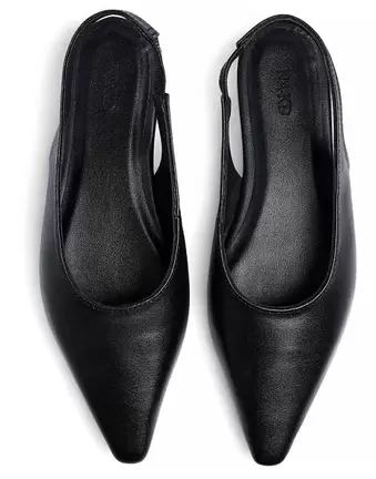 NA-KD Leather slingback flats in black