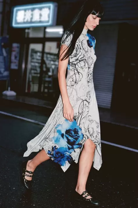 Printed halter midi dress