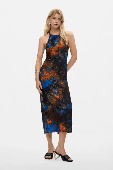Midi flocked dress