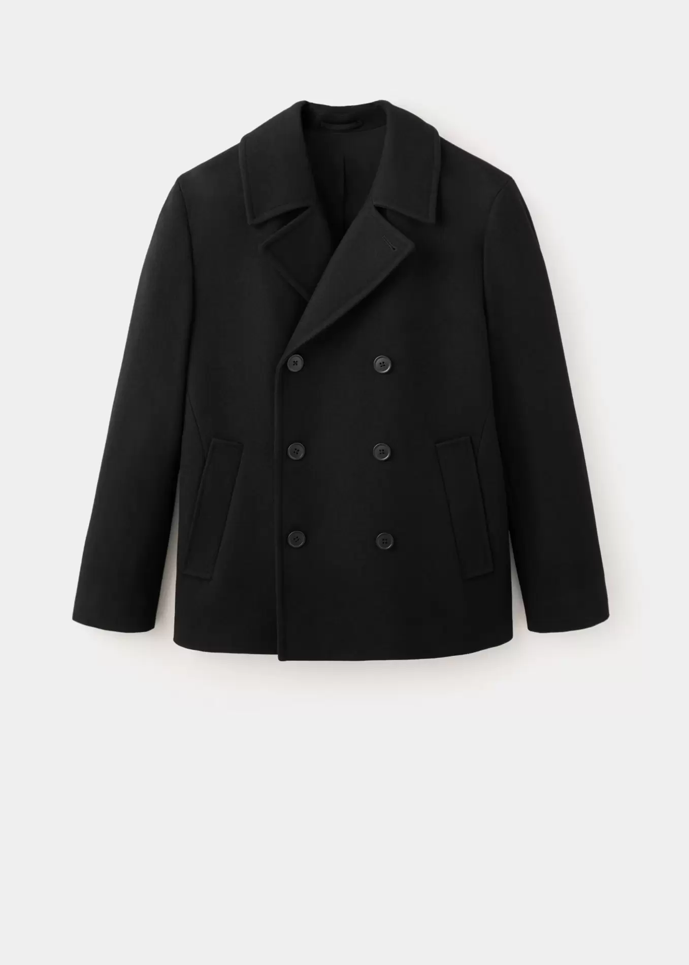 Wool double-breasted coat with buttons