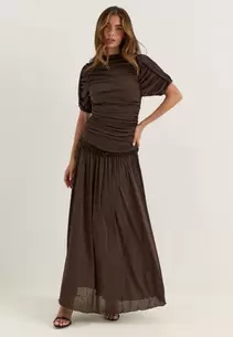 Draped Ruched Ankle Dress
